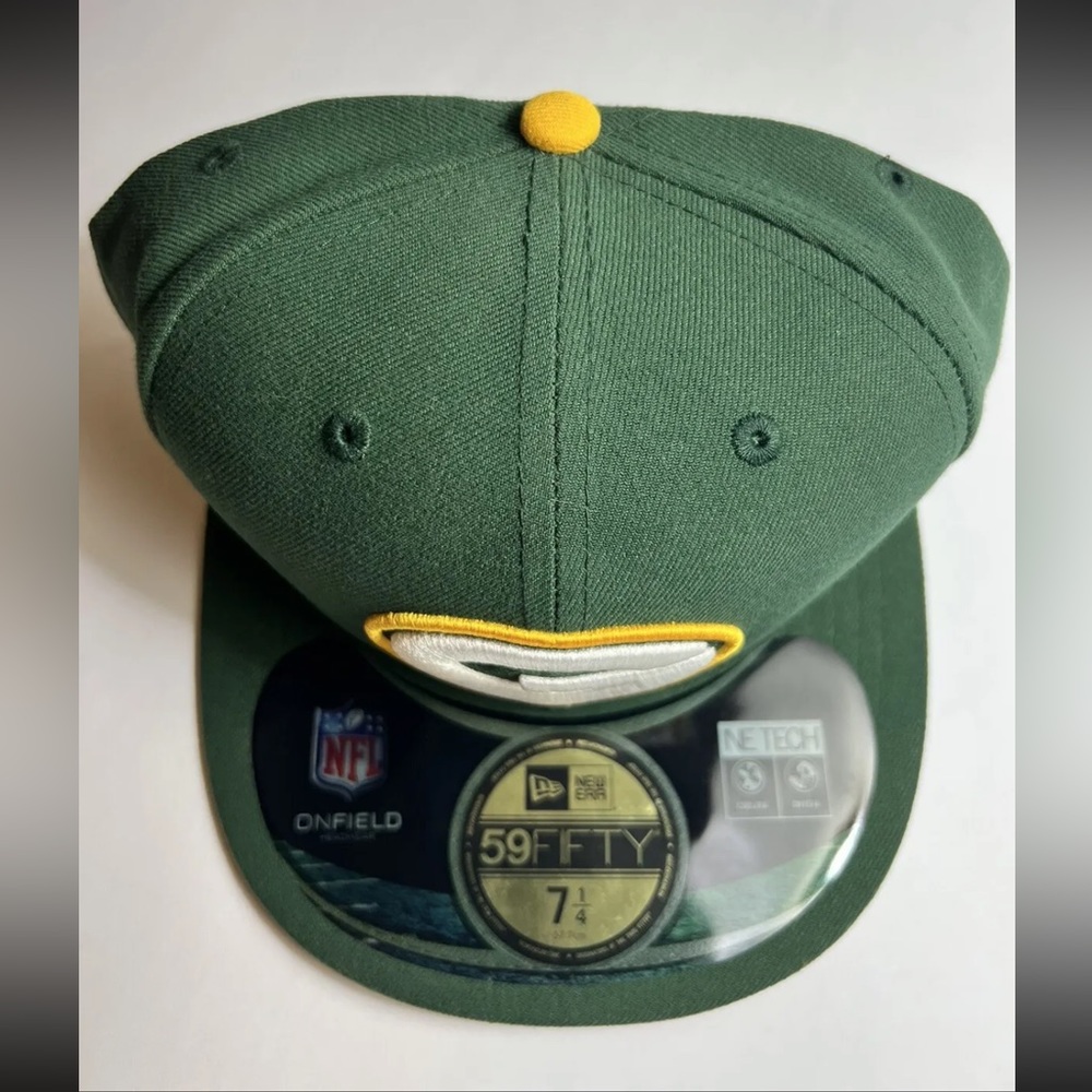🔥New Era 59Fifty Men's Cap NFL Green Bay Packers Green YellowSideline 5950 Hat - Picture 2 of 5